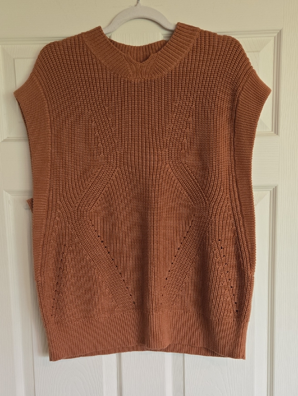 Democracy Rust Open Knit Sleeveless Sweater Xl